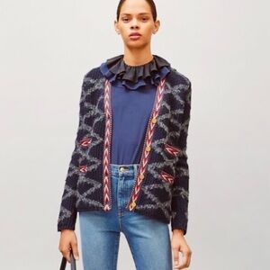 Tory Burch Tweed Trim Cardigan